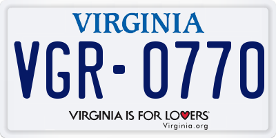 VA license plate VGR0770