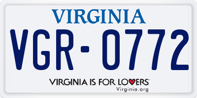 VA license plate VGR0772