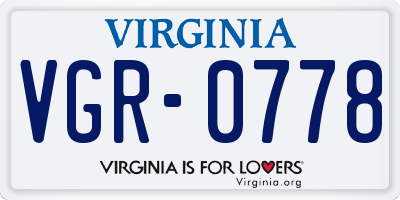 VA license plate VGR0778