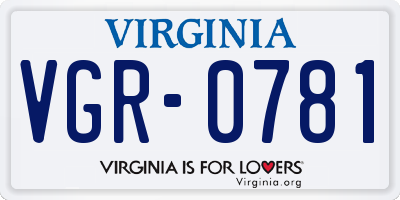 VA license plate VGR0781