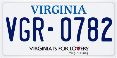 VA license plate VGR0782