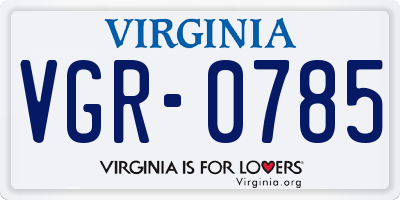 VA license plate VGR0785
