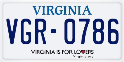 VA license plate VGR0786