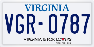 VA license plate VGR0787