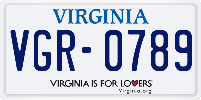 VA license plate VGR0789
