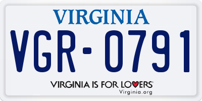 VA license plate VGR0791