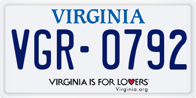 VA license plate VGR0792