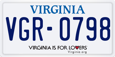 VA license plate VGR0798