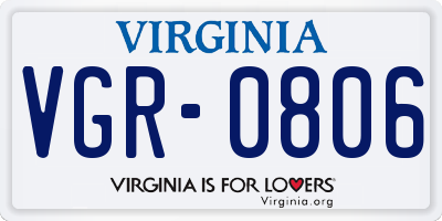 VA license plate VGR0806