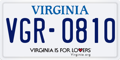 VA license plate VGR0810