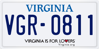 VA license plate VGR0811