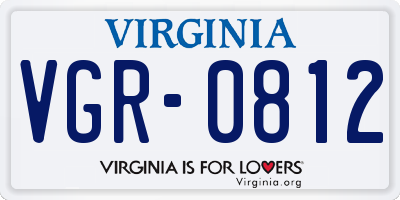 VA license plate VGR0812