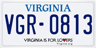VA license plate VGR0813