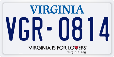 VA license plate VGR0814