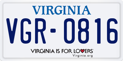 VA license plate VGR0816