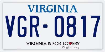 VA license plate VGR0817