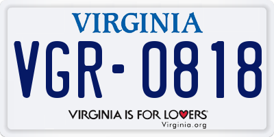 VA license plate VGR0818