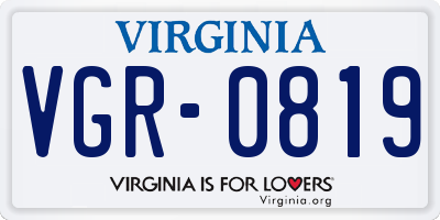 VA license plate VGR0819