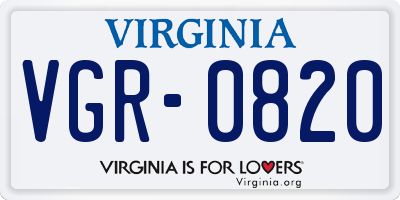 VA license plate VGR0820