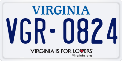 VA license plate VGR0824