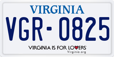 VA license plate VGR0825
