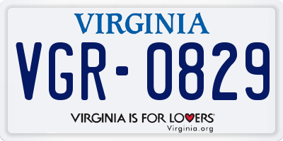 VA license plate VGR0829