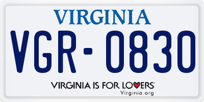 VA license plate VGR0830