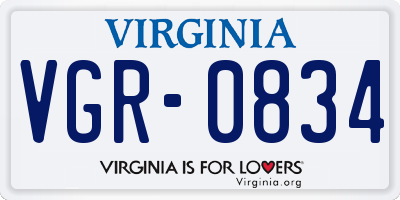 VA license plate VGR0834