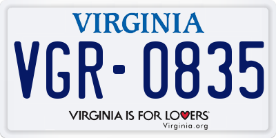VA license plate VGR0835