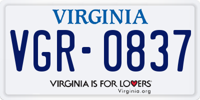 VA license plate VGR0837