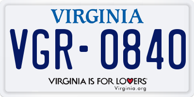 VA license plate VGR0840