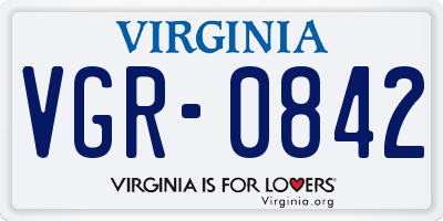 VA license plate VGR0842