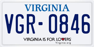 VA license plate VGR0846