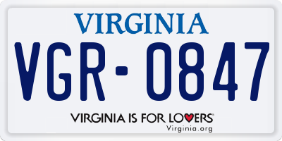 VA license plate VGR0847
