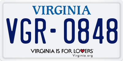 VA license plate VGR0848