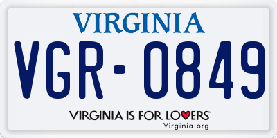 VA license plate VGR0849