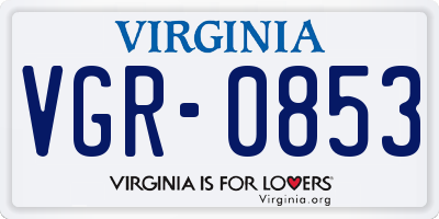 VA license plate VGR0853