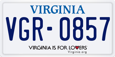 VA license plate VGR0857