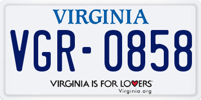 VA license plate VGR0858