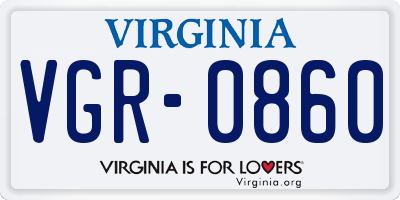 VA license plate VGR0860