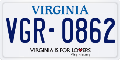 VA license plate VGR0862