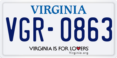 VA license plate VGR0863