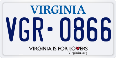 VA license plate VGR0866