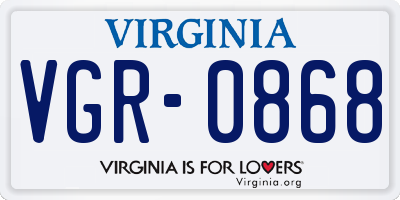 VA license plate VGR0868