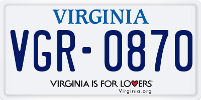VA license plate VGR0870