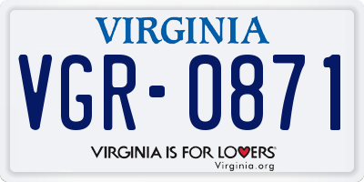 VA license plate VGR0871