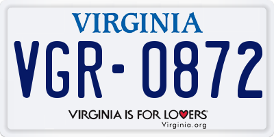 VA license plate VGR0872