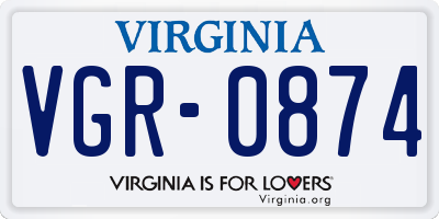 VA license plate VGR0874