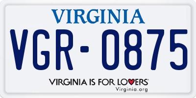 VA license plate VGR0875