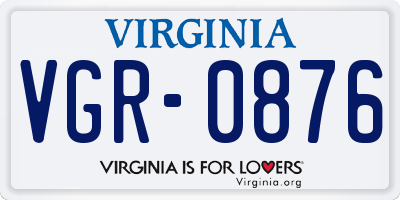 VA license plate VGR0876